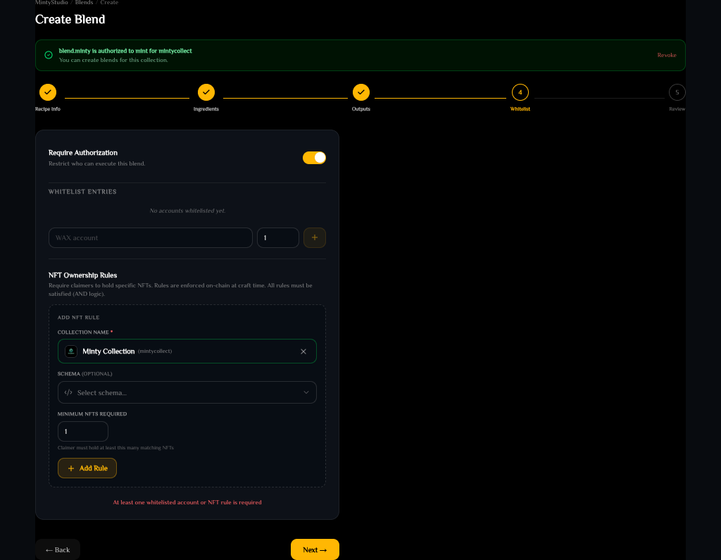 Blend step 4: whitelist