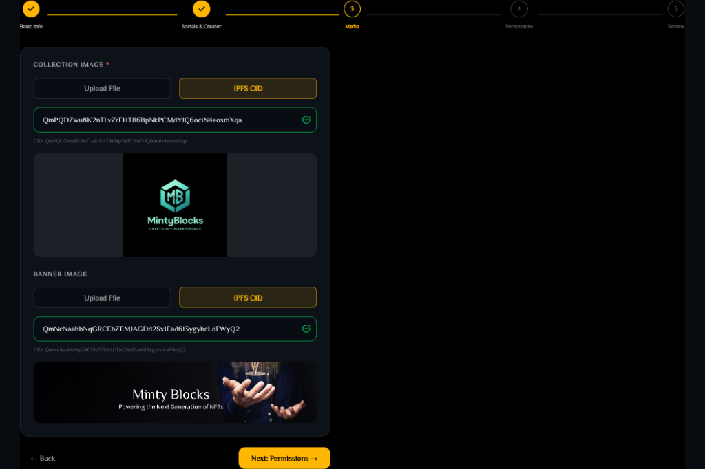 Collection wizard step 3: Media Assets