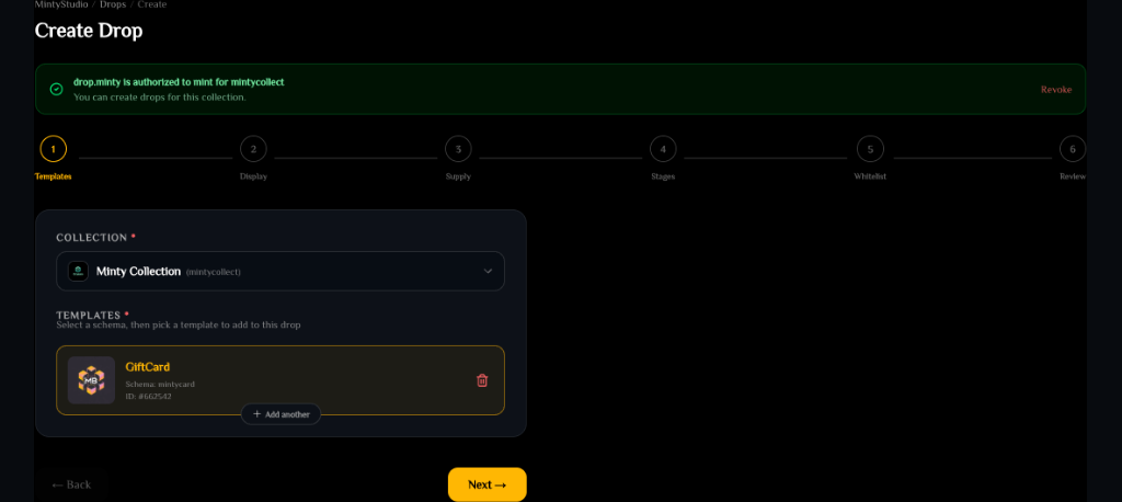 Drop step 1: select templates