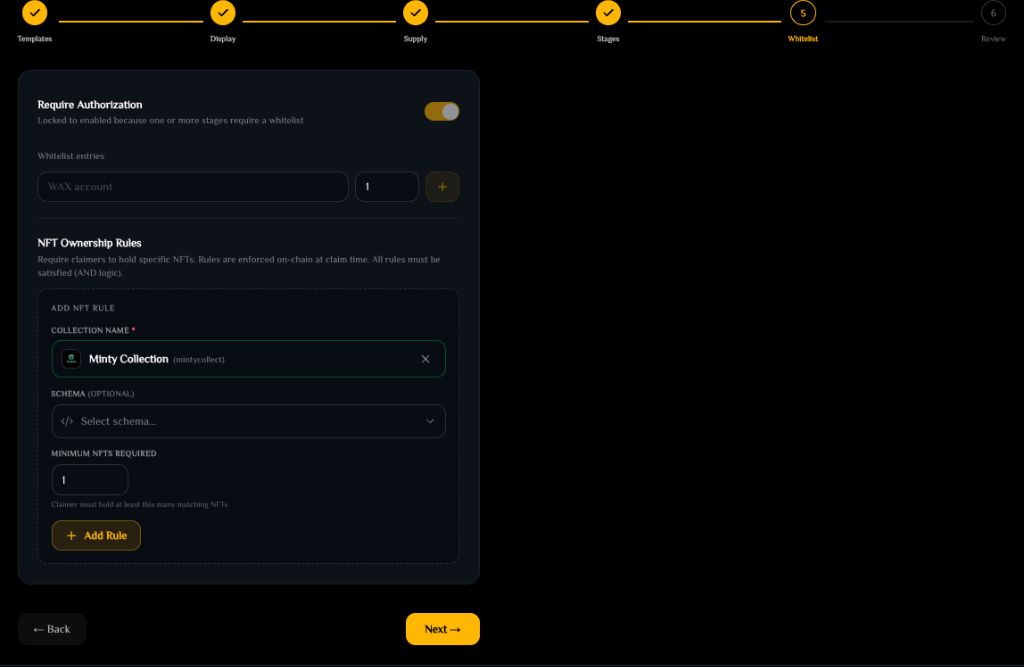 Drop step 5: whitelist and rules