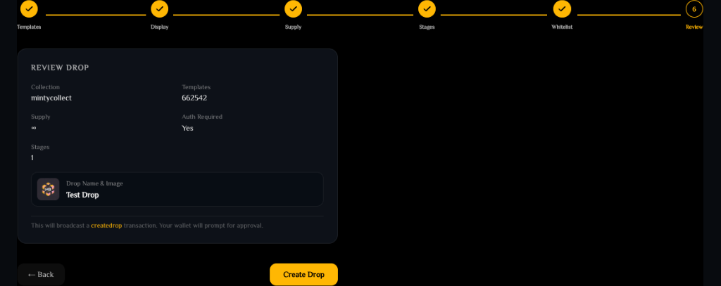 Drop step 6: review and deploy