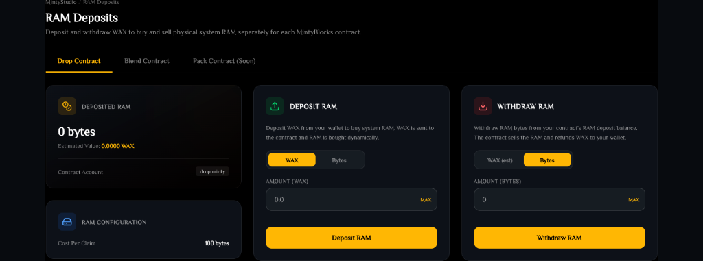 RAM deposits dashboard