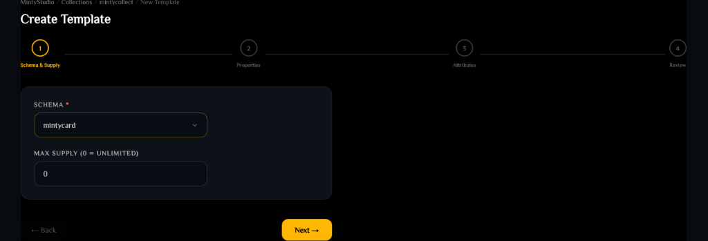Template step 1: schema and supply